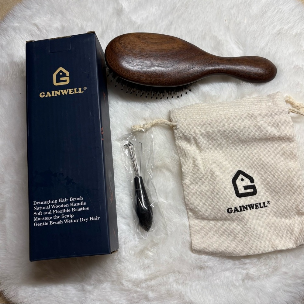 Brown Wooden Hair Care Brush with Polished Handle
